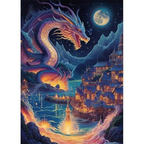 TWYYDP 1000 Teile Puzzle für Erwachsene,Drachenlandschaft Bei Nacht,Holzpuzzle TWYYDP 1000 Teile Puzzle für Erwachsene,Drachenlandschaft Bei Nacht,Holzpuzzle von TWYYDP