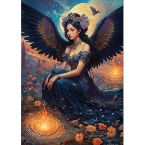 TWYYDP 1000 Teile Puzzle für Erwachsene,Dunkelblaue Flügel der Frau,Holzpuzzle,Gemälde Zum Sammeln TWYYDP 1000 Teile Puzzle für Erwachsene,Dunkelblaue Flügel der Frau,Holzpuzzle,Gemälde Zum Sammeln von TWYYDP