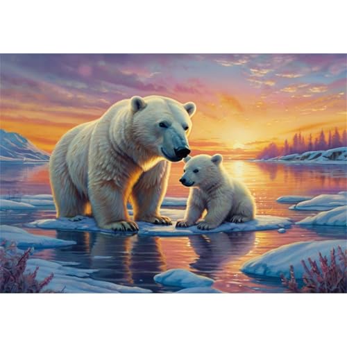 TWYYDP 1000 Teile Puzzle für Erwachsene,Eisbärenlandschaft Bei Sonnenuntergang,Holzpuzzle TWYYDP 1000 Teile Puzzle für Erwachsene,Eisbärenlandschaft Bei Sonnenuntergang,Holzpuzzle von TWYYDP