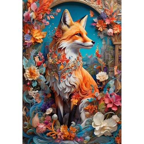 TWYYDP 1000 Teile Puzzle für Erwachsene,Fuchs In Blumen,Holzpuzzle,Gemälde Zum Sammeln TWYYDP 1000 Teile Puzzle für Erwachsene,Fuchs In Blumen,Holzpuzzle,Gemälde Zum Sammeln von TWYYDP