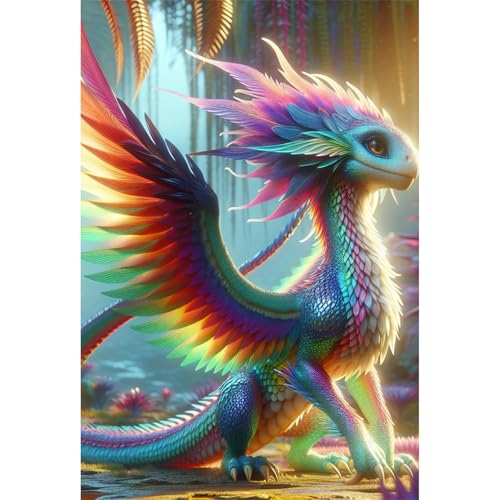 TWYYDP 1000 Teile Puzzle für Erwachsene,Gefiederter Drache 3D,Holzpuzzle,Gemälde Zum Sammeln von TWYYDP