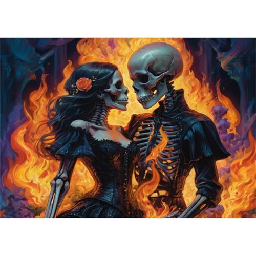 TWYYDP 1000 Teile Puzzle für Erwachsene,Holzpuzzle,Männliches und Weibliches Skelett Lieben Flamme TWYYDP 1000 Teile Puzzle für Erwachsene,Holzpuzzle,Männliches und Weibliches Skelett Lieben Flamme von TWYYDP