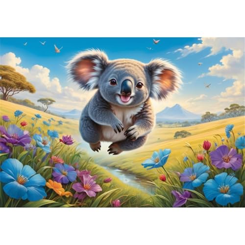 TWYYDP 1000 Teile Puzzle für Erwachsene,Koala Springt Zwischen Blumen,Holzpuzzle,Gemälde Zum Sammeln TWYYDP 1000 Teile Puzzle für Erwachsene,Koala Springt Zwischen Blumen,Holzpuzzle,Gemälde Zum Sammeln von TWYYDP