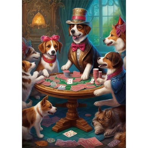 TWYYDP 1000 Teile Puzzle für Erwachsene,Niedlicher Welpe Beim Glücksspiel,Holzpuzzle,Spiele Zum Stressabbau TWYYDP 1000 Teile Puzzle für Erwachsene,Niedlicher Welpe Beim Glücksspiel,Holzpuzzle,Spiele Zum Stressabbau von TWYYDP