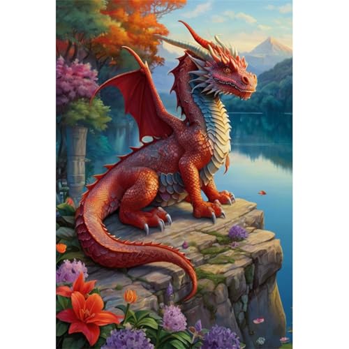TWYYDP 1000 Teile Puzzle für Erwachsene,Roter Drache Am See,Holzpuzzle,Gemälde Zum Sammeln TWYYDP 1000 Teile Puzzle für Erwachsene,Roter Drache Am See,Holzpuzzle,Gemälde Zum Sammeln von TWYYDP