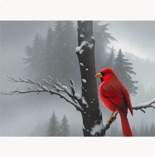 TWYYDP 1000 Teile Puzzle für Erwachsene,Roter Vogel Im Schnee Holzpuzzle,Stress Abbauen und Probleme Lösen von TWYYDP
