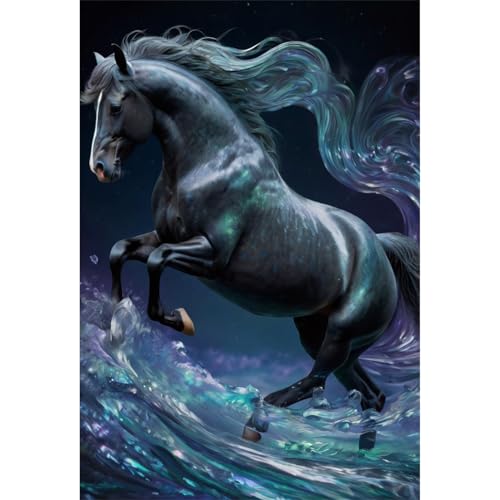 TWYYDP 1000 Teile Puzzle für Erwachsene,Schwarzes Pferdetier,Holzpuzzle,Spiele Zum Stressabbau TWYYDP 1000 Teile Puzzle für Erwachsene,Schwarzes Pferdetier,Holzpuzzle,Spiele Zum Stressabbau von TWYYDP