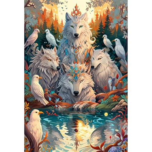 TWYYDP 1000 Teile Puzzle für Erwachsene,Weiße Wölfe und Vogeltiere,Holzpuzzle TWYYDP 1000 Teile Puzzle für Erwachsene,Weiße Wölfe und Vogeltiere,Holzpuzzle von TWYYDP