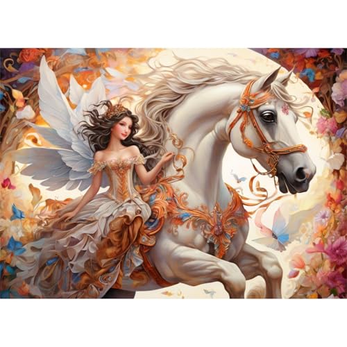 TWYYDP 1000 Teile Puzzle für Erwachsene und Kinder ab 14 Jahren,Engel und Weißes Pferd Puzzle,Herausforderungsspiele aus Holzpuzzles TWYYDP 1000 Teile Puzzle für Erwachsene und Kinder ab 14 Jahren,Engel und Weißes Pferd Puzzle,Herausforderungsspiele aus Holzpuzzles von TWYYDP