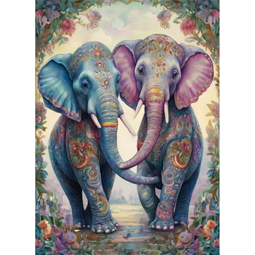 TWYYDP 1500 Teile Puzzle für Erwachsene,2 Gemusterte Elefanten,Holzpuzzle,Spiele für Ältere Menschen TWYYDP 1500 Teile Puzzle für Erwachsene,2 Gemusterte Elefanten,Holzpuzzle,Spiele für Ältere Menschen von TWYYDP