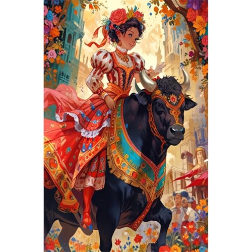 TWYYDP 1500 Teile Puzzle für Erwachsene,Mädchen Reitet Schwarzen Stier,Holzpuzzle,Schwieriges Rätsel TWYYDP 1500 Teile Puzzle für Erwachsene,Mädchen Reitet Schwarzen Stier,Holzpuzzle,Schwieriges Rätsel von TWYYDP