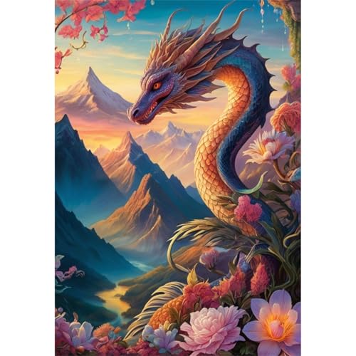 TWYYDP 520 Teile Puzzle für Erwachsene,Bergblumen und Schlangen und Drachen,Holzpuzzle,Heimdekorationsmalerei TWYYDP 520 Teile Puzzle für Erwachsene,Bergblumen und Schlangen und Drachen,Holzpuzzle,Heimdekorationsmalerei von TWYYDP