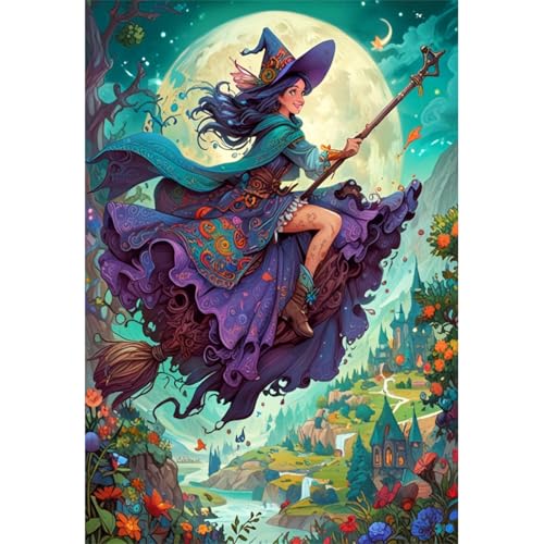 TWYYDP 520 Teile Puzzle für Erwachsene,Mond und Fliegende Hexe,Holzpuzzle,Heimdekorationsmalerei TWYYDP 520 Teile Puzzle für Erwachsene,Mond und Fliegende Hexe,Holzpuzzle,Heimdekorationsmalerei von TWYYDP