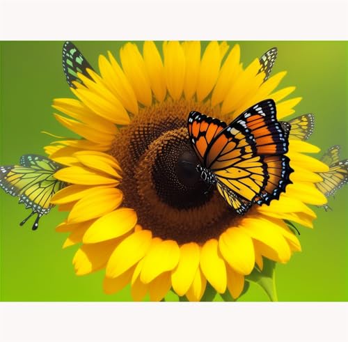 TWYYDP Klassisches Puzzle 520 Teile,Schmetterlinge und Sonnenblumen Holzpuzzle,Denk-Lernspiel von TWYYDP