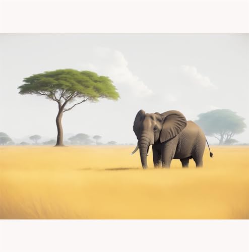 TWYYDP Puzzle 1000 Teile für Erwachsene,Afrikanische Savannenelefantenlandschaft Holzpuzzle,Stress Abbauen und Probleme Lösen von TWYYDP