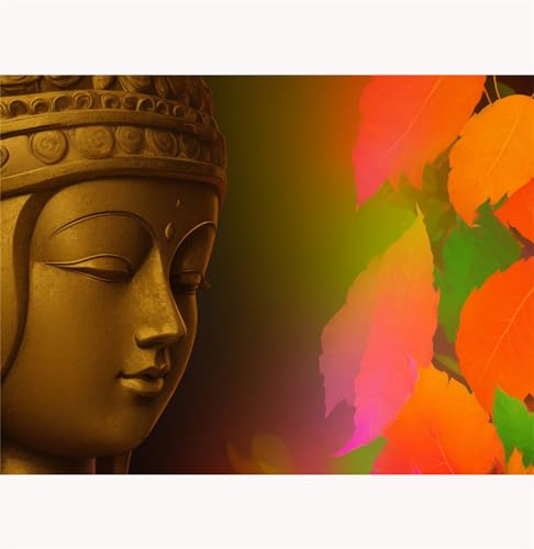 TWYYDP Puzzle 1000 Teile für Erwachsene,Buddha-Statue und Blätter Holzpuzzle,Fordern Sie Sich Selbst Heraus von TWYYDP