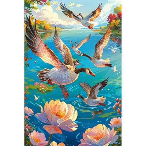 TWYYDP Puzzle 1000 Teile für Erwachsene Blumen Wildgans See Wasserlandschaft Holzpuzzle Gemälde Zum Sammeln TWYYDP Puzzle 1000 Teile für Erwachsene Blumen Wildgans See Wasserlandschaft Holzpuzzle Gemälde Zum Sammeln von TWYYDP