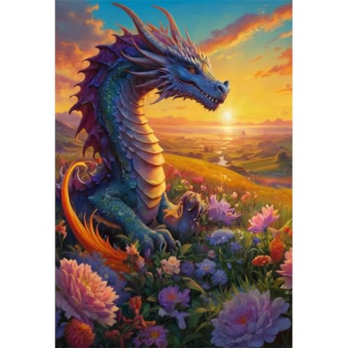 TWYYDP Puzzle 1000 Teile für Erwachsene Drachensonnenuntergangslandschaft Auf Dem Gras Holzpuzzle Spiele Zum Stressabbau TWYYDP Puzzle 1000 Teile für Erwachsene Drachensonnenuntergangslandschaft Auf Dem Gras Holzpuzzle Spiele Zum Stressabbau von TWYYDP