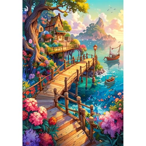 TWYYDP Puzzle 1000 Teile für Erwachsene Inselplankenbrücken-Blumenlandschaft Holzpuzzle Gemälde Zum Sammeln TWYYDP Puzzle 1000 Teile für Erwachsene Inselplankenbrücken-Blumenlandschaft Holzpuzzle Gemälde Zum Sammeln von TWYYDP