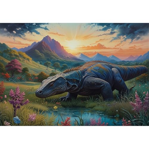 TWYYDP Puzzle 1000 Teile für Erwachsene Komodo-Drachentier Auf Dem Gras Unterhalb des Berges Holzpuzzle TWYYDP Puzzle 1000 Teile für Erwachsene Komodo-Drachentier Auf Dem Gras Unterhalb des Berges Holzpuzzle von TWYYDP