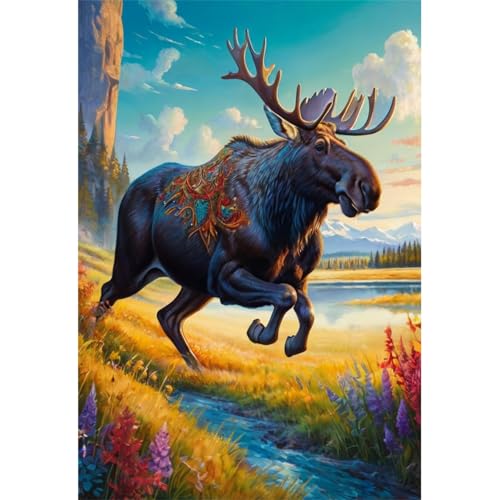 TWYYDP Puzzle 1000 Teile für Erwachsene Laufende Elchlandschaft Holzpuzzle TWYYDP Puzzle 1000 Teile für Erwachsene Laufende Elchlandschaft Holzpuzzle von TWYYDP