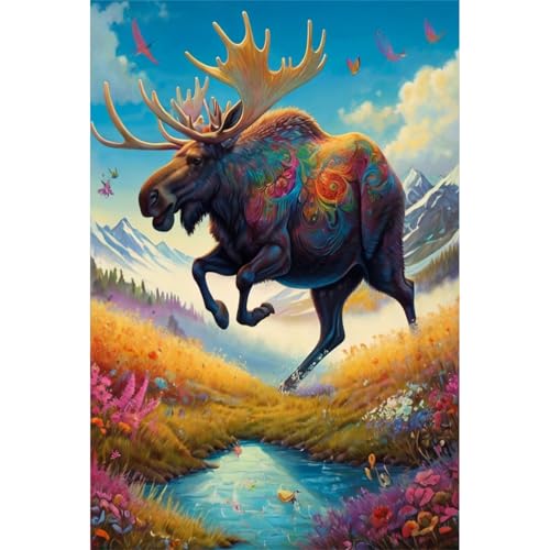 TWYYDP Puzzle 1000 Teile für Erwachsene Laufende Prärie-Elchlandschaft Holzpuzzle Gemälde Zum Sammeln TWYYDP Puzzle 1000 Teile für Erwachsene Laufende Prärie-Elchlandschaft Holzpuzzle Gemälde Zum Sammeln von TWYYDP
