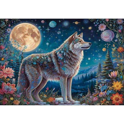 TWYYDP Puzzle 1000 Teile für Erwachsene Mondblumen und Wolf Holzpuzzle Spiele Zum Stressabbau TWYYDP Puzzle 1000 Teile für Erwachsene Mondblumen und Wolf Holzpuzzle Spiele Zum Stressabbau von TWYYDP