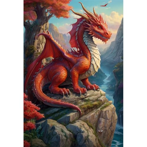 TWYYDP Puzzle 1000 Teile für Erwachsene Roter Drache Auf Dem Gipfel des Berges Holzpuzzle Gemälde Zum Sammeln TWYYDP Puzzle 1000 Teile für Erwachsene Roter Drache Auf Dem Gipfel des Berges Holzpuzzle Gemälde Zum Sammeln von TWYYDP