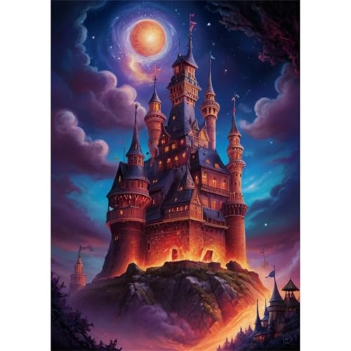 TWYYDP Puzzle 1000 Teile für Erwachsene Schlosslandschaft Bei Nacht Holzpuzzle Spiele Zum Stressabbau von TWYYDP