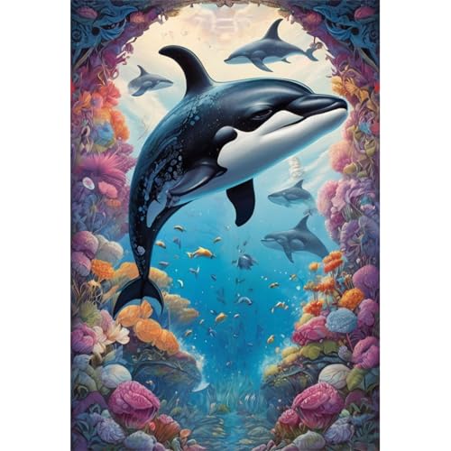 TWYYDP Puzzle 1000 Teile für Erwachsene Schwarzer Delphin Holzpuzzle Spiele Zum Stressabbau TWYYDP Puzzle 1000 Teile für Erwachsene Schwarzer Delphin Holzpuzzle Spiele Zum Stressabbau von TWYYDP