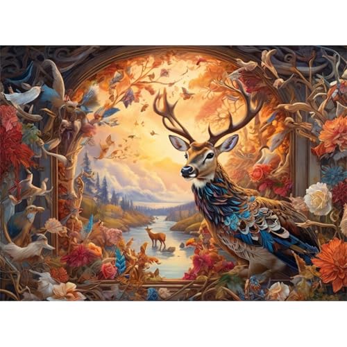 TWYYDP Puzzle 1000 Teile für Erwachsene Wildtier Elch Holzpuzzle Gemälde Zum Sammeln TWYYDP Puzzle 1000 Teile für Erwachsene Wildtier Elch Holzpuzzle Gemälde Zum Sammeln von TWYYDP