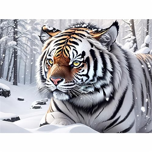 TWYYDP Puzzle 1500 Teile für Erwachsene,Tierischer Schneetiger Holzpuzzle,Schöne Wanddekoration Malerei von TWYYDP