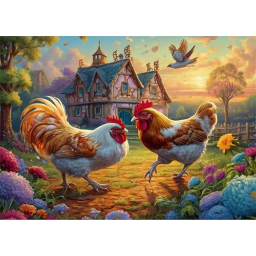 TWYYDP Puzzle 1500 Teile für Erwachsene 2 Hühner Sonnenuntergangslandschaft Holzpuzzle Gelegenheitsspiele TWYYDP Puzzle 1500 Teile für Erwachsene 2 Hühner Sonnenuntergangslandschaft Holzpuzzle Gelegenheitsspiele von TWYYDP