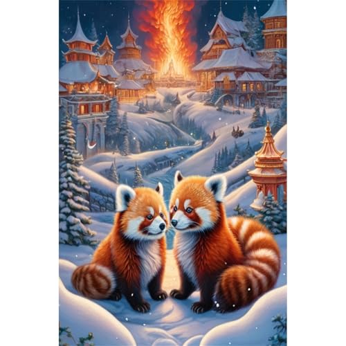 TWYYDP Puzzle 1500 Teile für Erwachsene 2 Rote Panda-Tiere Im Schnee Holzpuzzle Schwieriges Rätsel TWYYDP Puzzle 1500 Teile für Erwachsene 2 Rote Panda-Tiere Im Schnee Holzpuzzle Schwieriges Rätsel von TWYYDP