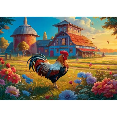TWYYDP Puzzle 1500 Teile für Erwachsene Bauernhoflandschaft Mit Blumen und Hahn Holzpuzzle Gelegenheitsspiele TWYYDP Puzzle 1500 Teile für Erwachsene Bauernhoflandschaft Mit Blumen und Hahn Holzpuzzle Gelegenheitsspiele von TWYYDP
