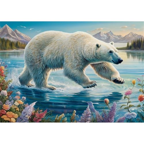 TWYYDP Puzzle 1500 Teile für Erwachsene Eisbär Läuft Auf Dem Wasser Holzpuzzle Schwieriges Rätsel von TWYYDP
