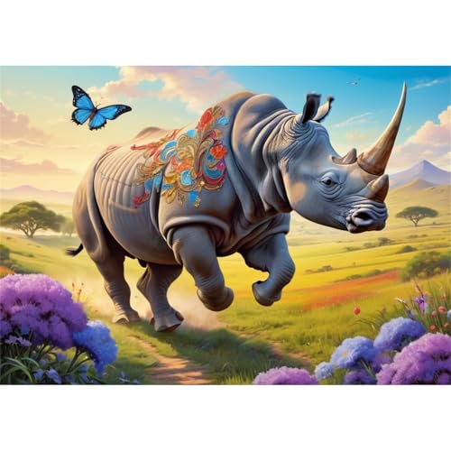 TWYYDP Puzzle 1500 Teile für Erwachsene Laufende Nashorn-Graslandschaft Holzpuzzle Spiele für Ältere Menschen TWYYDP Puzzle 1500 Teile für Erwachsene Laufende Nashorn-Graslandschaft Holzpuzzle Spiele für Ältere Menschen von TWYYDP