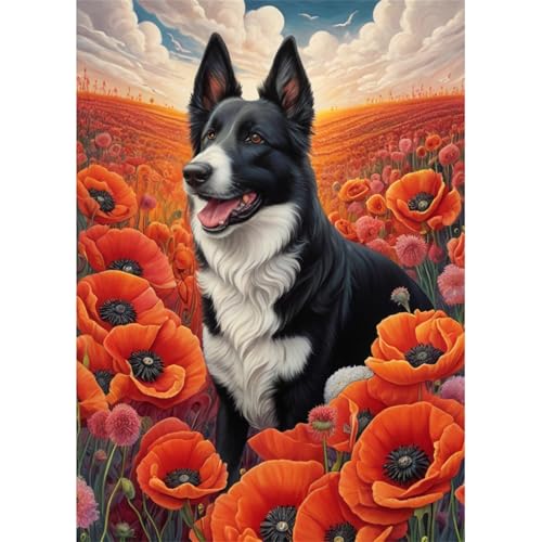 TWYYDP Puzzle 1500 Teile für Erwachsene Schottische Schäferhund- und Mohnfeldlandschaft Holzpuzzle Gelegenheitsspiele TWYYDP Puzzle 1500 Teile für Erwachsene Schottische Schäferhund- und Mohnfeldlandschaft Holzpuzzle Gelegenheitsspiele von TWYYDP