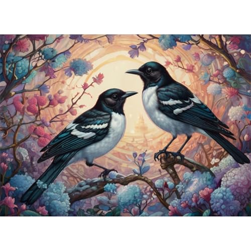 TWYYDP Puzzle 520 Teile,Blumen Tiere Elster Vogel Puzzle,Puzzle für Erwachsene und Kinder ab 14 Jahren von TWYYDP