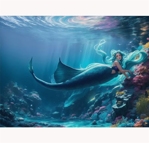 TWYYDP Puzzle 520 Teile für Erwachsene,Unterwasser-Meerjungfrau-Mädchen-Meerjungfrau Holzpuzzle,Geeignet für Kinder Ab 14 Jahren von TWYYDP