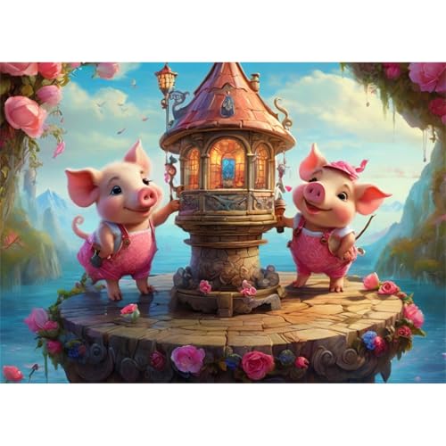 TWYYDP Puzzle 520 Teile für Erwachsene 2 Rosa Ferkel Holzpuzzle Lustige Spiele für Die Ganze Familie von TWYYDP