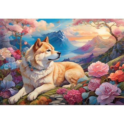 TWYYDP Puzzle 520 Teile für Erwachsene Blumen und Shiba Inu Holzpuzzle Heimdekorationsmalerei TWYYDP Puzzle 520 Teile für Erwachsene Blumen und Shiba Inu Holzpuzzle Heimdekorationsmalerei von TWYYDP