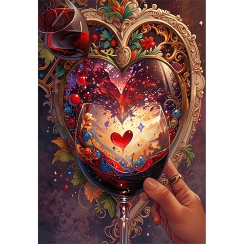 TWYYDP Puzzle 520 Teile für Erwachsene Herzförmiger Rotwein Holzpuzzle Heimdekorationsmalerei TWYYDP Puzzle 520 Teile für Erwachsene Herzförmiger Rotwein Holzpuzzle Heimdekorationsmalerei von TWYYDP