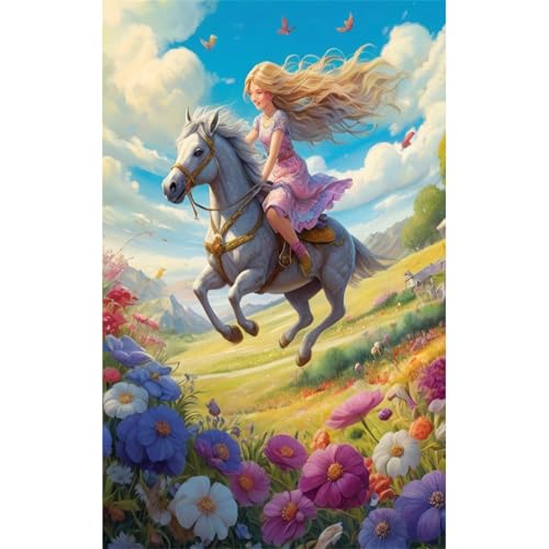 TWYYDP Puzzle 520 Teile für Erwachsene Kleines Mädchen Reitet Pferdelandschaft Holzpuzzle Anspruchsvolle Spiele von TWYYDP