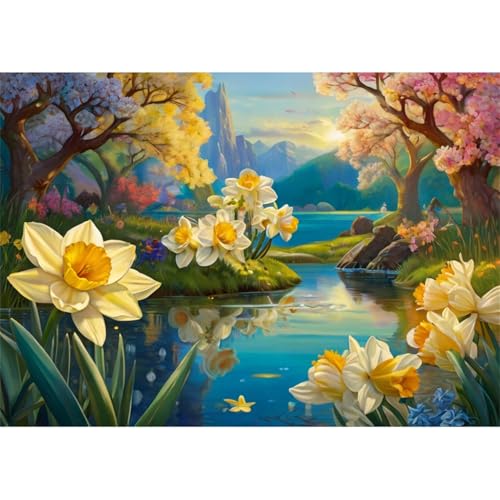 TWYYDP Puzzle 520 Teile für Erwachsene Narzissenflusslandschaft Holzpuzzle Heimdekorationsmalerei TWYYDP Puzzle 520 Teile für Erwachsene Narzissenflusslandschaft Holzpuzzle Heimdekorationsmalerei von TWYYDP