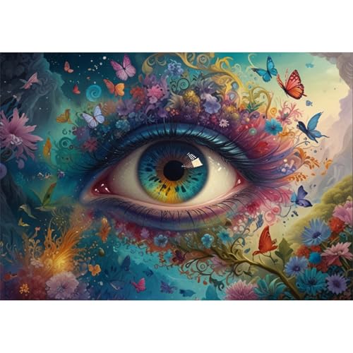 TWYYDP Puzzle 520 Teile für Erwachsene Schmetterlingsblumen und Große Augen Holzpuzzle Heimdekorationsmalerei TWYYDP Puzzle 520 Teile für Erwachsene Schmetterlingsblumen und Große Augen Holzpuzzle Heimdekorationsmalerei von TWYYDP
