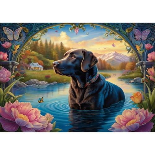 TWYYDP Puzzle 520 Teile für Erwachsene Schwarzer Labrador-Hund Im Fluss Holzpuzzle Heimdekorationsmalerei TWYYDP Puzzle 520 Teile für Erwachsene Schwarzer Labrador-Hund Im Fluss Holzpuzzle Heimdekorationsmalerei von TWYYDP
