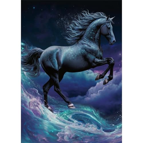 TWYYDP Puzzle 520 Teile für Erwachsene Schwarzes Pferdetier Im Sternenhimmel Holzpuzzle Heimdekorationsmalerei TWYYDP Puzzle 520 Teile für Erwachsene Schwarzes Pferdetier Im Sternenhimmel Holzpuzzle Heimdekorationsmalerei von TWYYDP