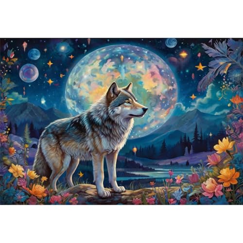 TWYYDP Puzzle 520 Teile für Erwachsene Sterne und Wolfslandschaft Holzpuzzle Heimdekorationsmalerei TWYYDP Puzzle 520 Teile für Erwachsene Sterne und Wolfslandschaft Holzpuzzle Heimdekorationsmalerei von TWYYDP
