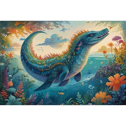 TWYYDP Puzzle 520 Teile für Erwachsene Unterwasserplesiosaurier Holzpuzzle Anspruchsvolle Spiele von TWYYDP